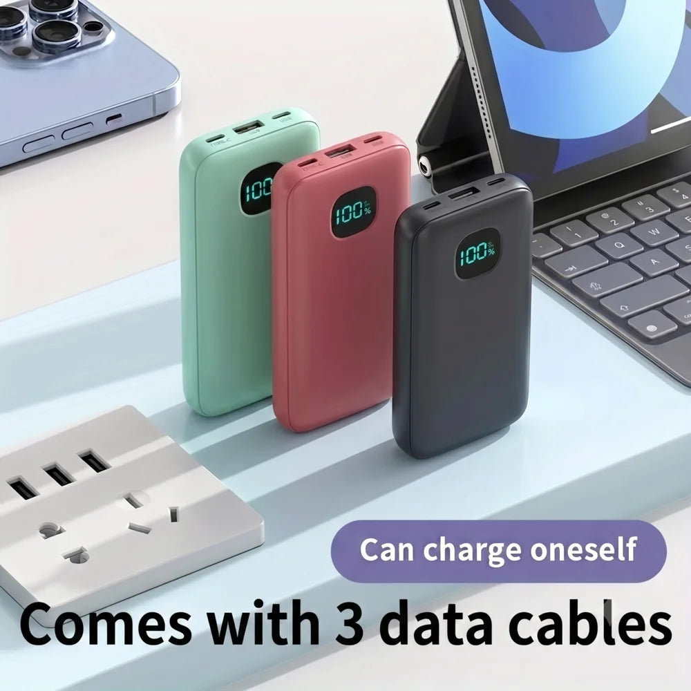 6-in-1 Power Bank 10000mAh PD 12.5W Fast Charging Phone External Battery Powerbank Charger for Xiaomi Poco iPhone Samsung iPad