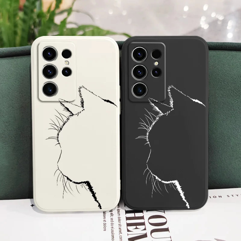 Cute Pretty Cat Phone Case For Samsung Galaxy S25FE S24 S23 S22 S21 S20 S10 S10E Ultra Plus FE Note 20 Ultra 10 Plus Cover