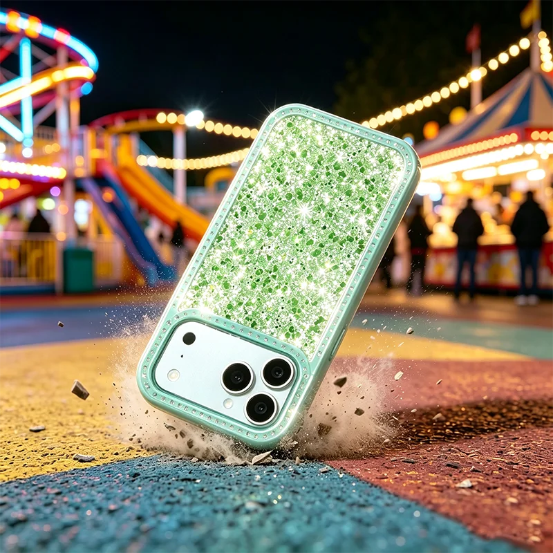 Luxury Dense Colorful Glitter Rhinestone Trim Phone Case, High Shine Glam Sparkling Crystal Decor Protective Cover Compatible with iPhone 11 12 13 14 15 16 17 Series