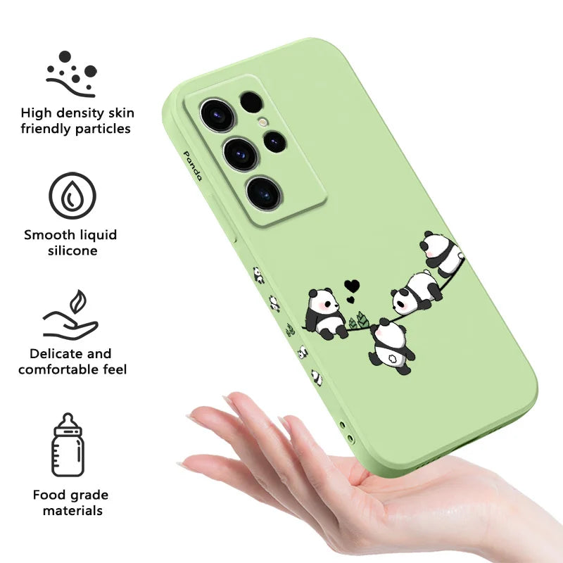 Baby Panda Phone Case For Samsung Galaxy S25 S24 S23 S22 S21 S20 S10 S10E Ultra Plus FE Note 20 Ultra 10 Plus Cover