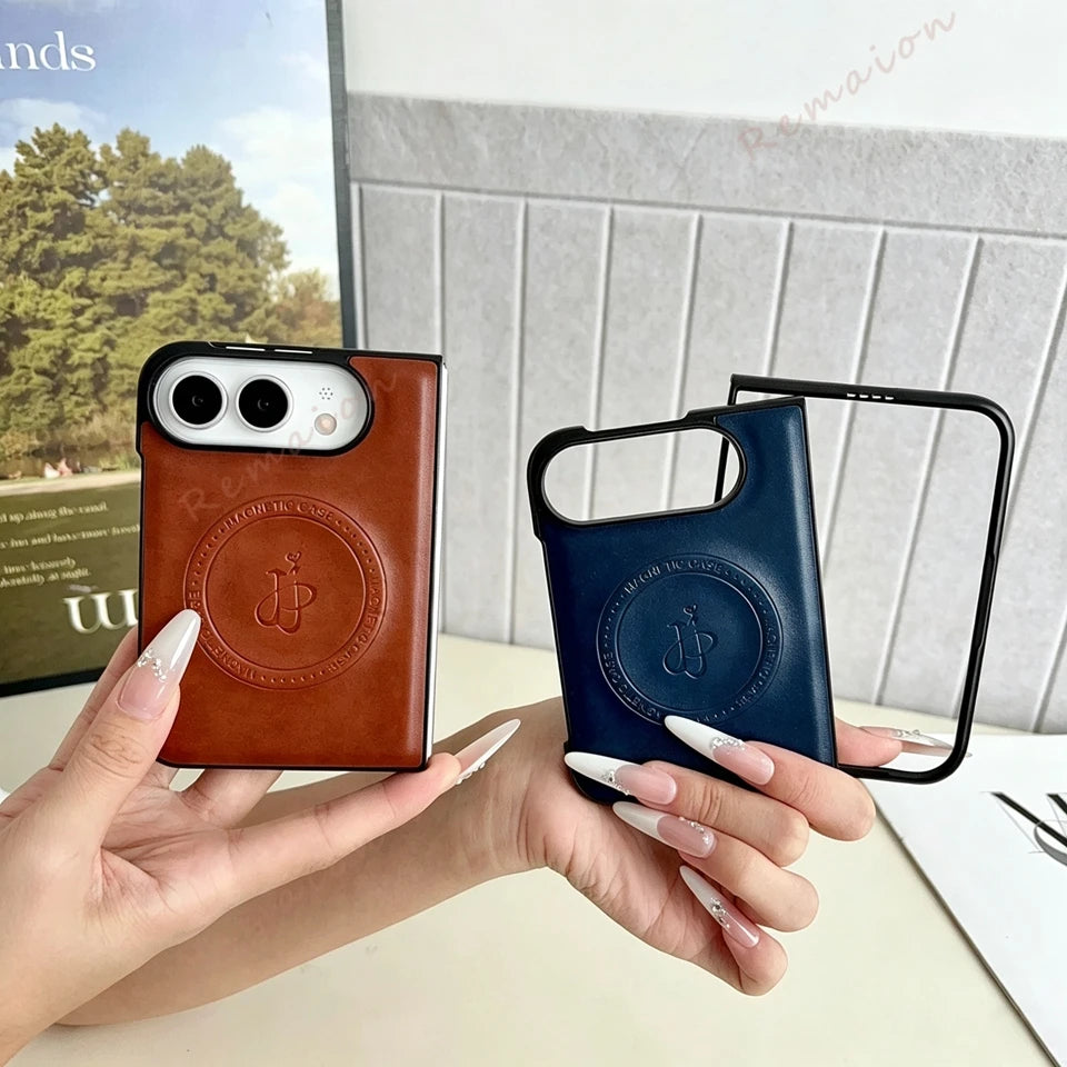 New 18 Fold Leather Magnetic Phone Case For iPhone Fold 18 DUO 18Fold Magsafe Luxury Ring Shockproof Protector Cover 18DUO