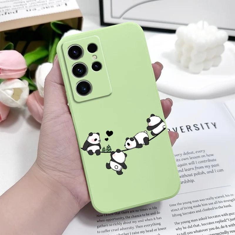 Baby Panda Phone Case For Samsung Galaxy S25 S24 S23 S22 S21 S20 S10 S10E Ultra Plus FE Note 20 Ultra 10 Plus Cover