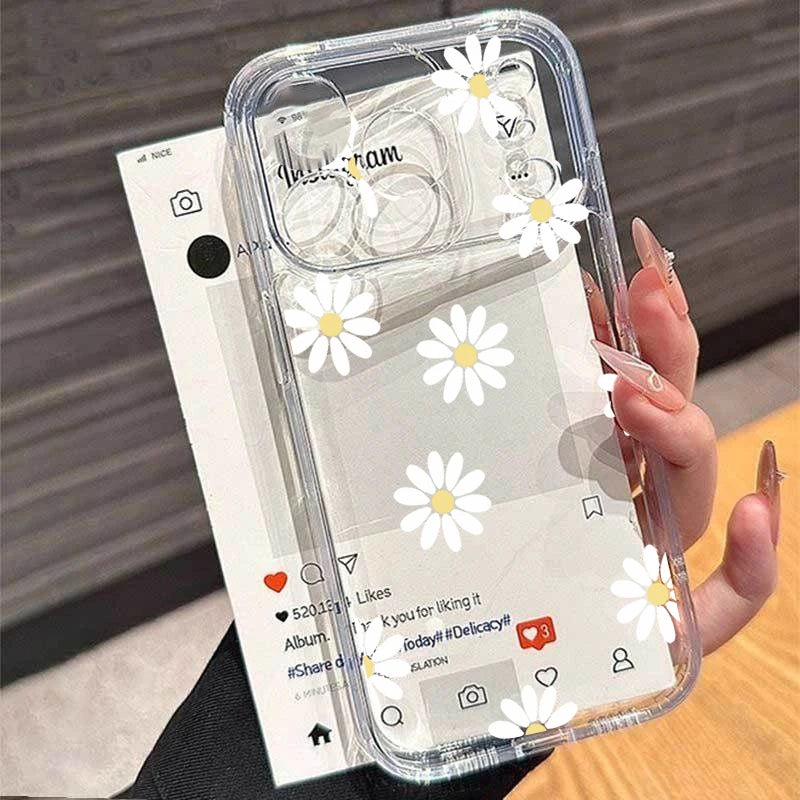 Art Flower Clear Phone Case For iPhone 17 16 15 11 12 14 13 Pro Max Mini X XS XR 7 Plus 17E Shockproof Transparent Cover Fundas
