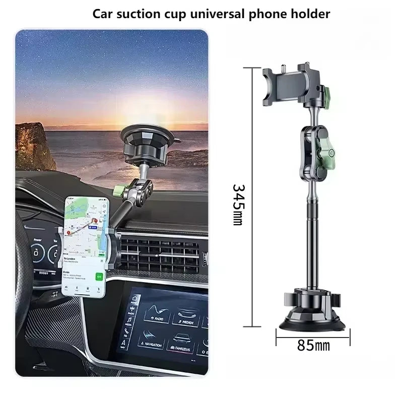 Universal Metal Car Phone Mount, 360° Rotation for Windshield/Dashboard, Suction Cup Holder for IPhone Samsung All Smartphones