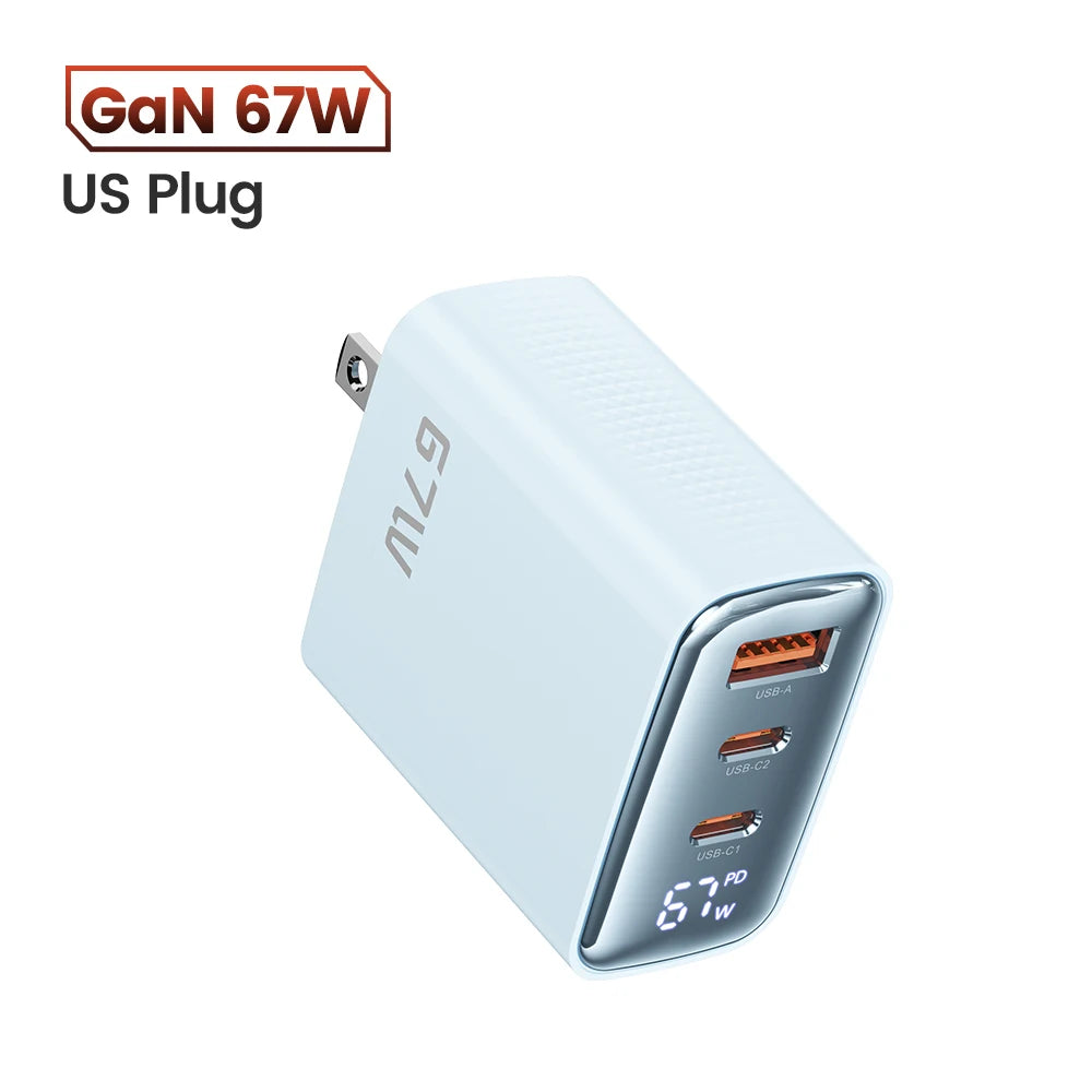 Toocki 67W GaN Charger Digital Display Quick Charge 4.0 3.0 Fast Type C USB Charger for Laptop iPhone Samsung Xiaomi Realme POCO