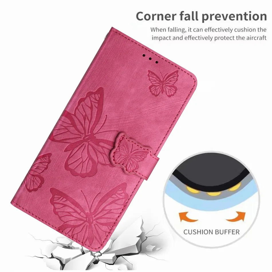 Girl Wallet Case For Apple iPhone 6Plus 17 16 16E 15 14 13 12 Pro Max Mini 6 7 8 Plus SE 2020 Cute Butterfly Phone Protect Cover