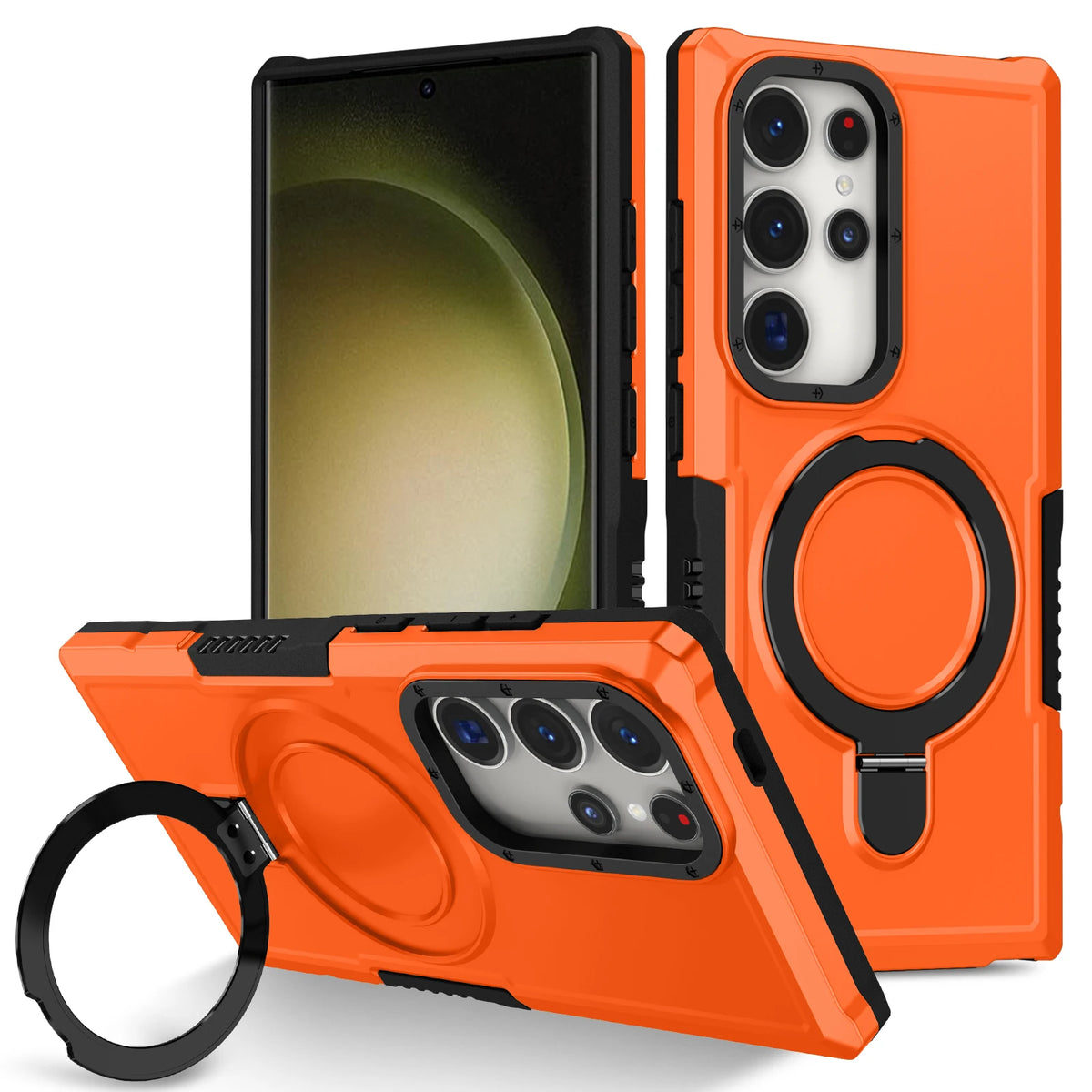 Luxury Armor Case for Samsung Galaxy S26 S25 S24 S23 S22 S21 S20 Note 20 Ultra Plus FE F12 Ring Holder Slide Lens Stand Cover