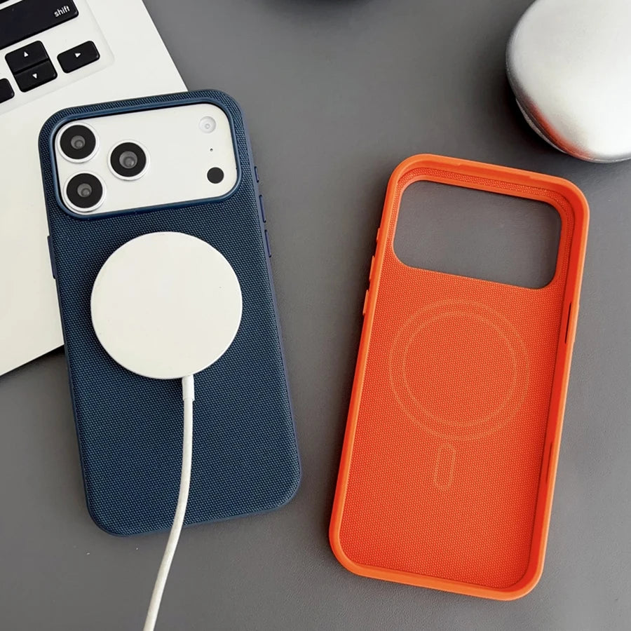 Original Technology Woven Magnetic Case For iPhone 18 17 16 15 14 13 Pro Max Fundas For Magsafe Wireless Charger Official Cover