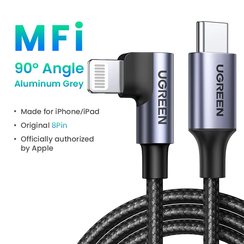 UGREEN MFi 20/30W USB Type C to Lightning Cable for iPhone 14 Pro Max 13 12 Plus Mini PD Fast Charging Cable for iPad 1m 2m