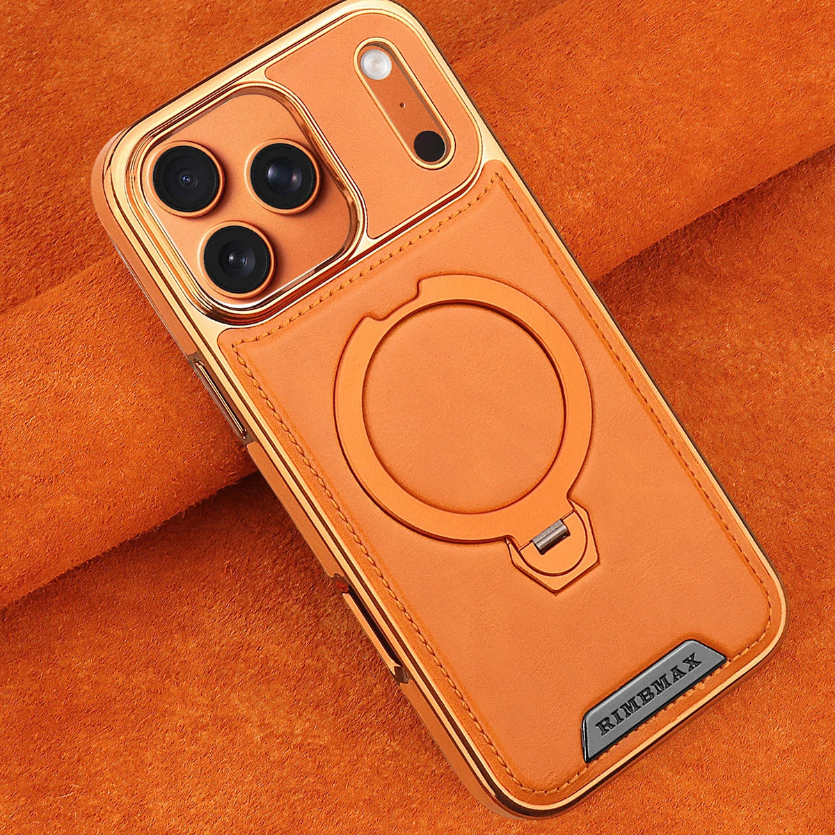 Magnetic Rotat Bracket Luxury Leather Phone Case,For iPhone 13 14 15 16 17 18 Pro Max Plus Wireless Charging Shockproof Cover