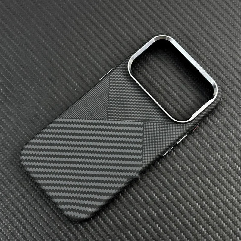 Carbon Fiber Texture Magnetic Case For iphone 17 18Pro Max 16 18 Pro 15 14 13 Ultrathin Alloy Lens Wireless Charge Hard Cover