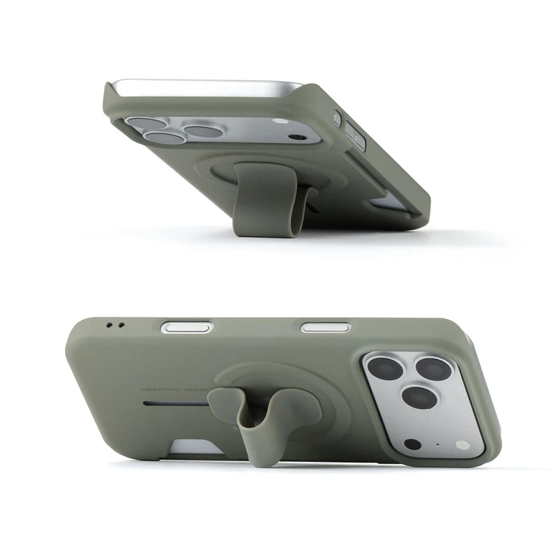 Soft Liquid Silicone Magnetic Case for Magsafe iPhone 17 16 15 14 13 Pro Max Strap Holder Card Slot Shockproof Cover