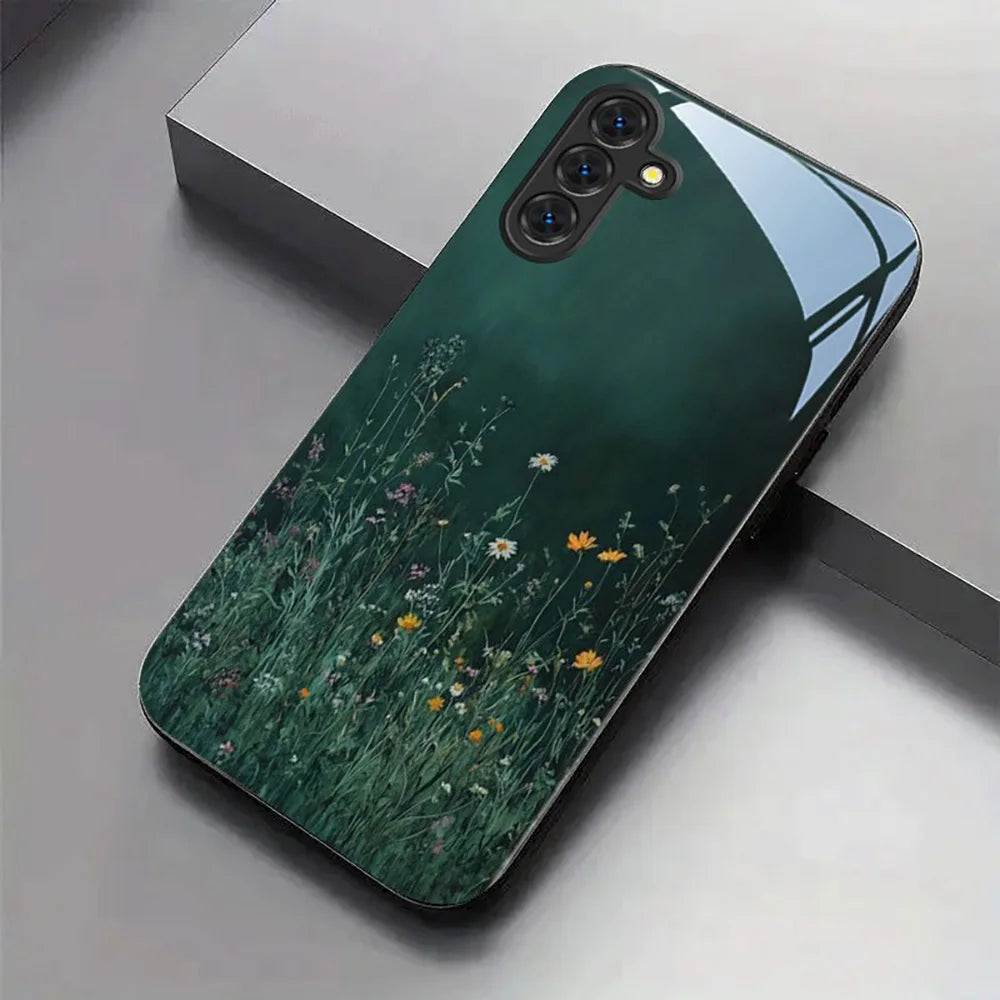 Hard Glass Honeybee Flower Case For Samsung Galaxy S26 Ultra Case Samsung S24 S22 S25 Ultra S 26 Plus S23 S20 S21 FE Cases Cover