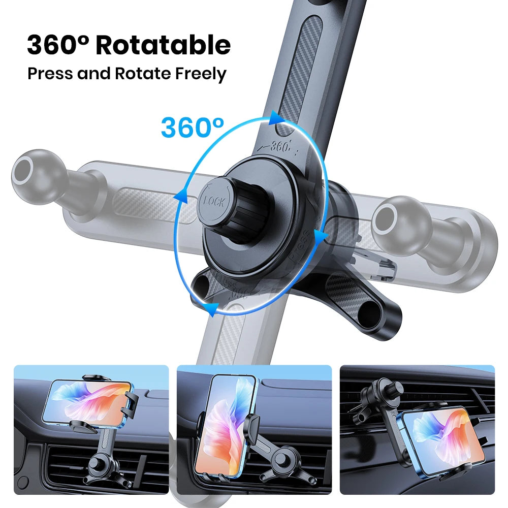 TOPK Enhanced Air Vent Car Phone Mount Holder -Hands-Free Phone Holder with Adjustable Clamp Cradle,Phones,Durable ABS Material