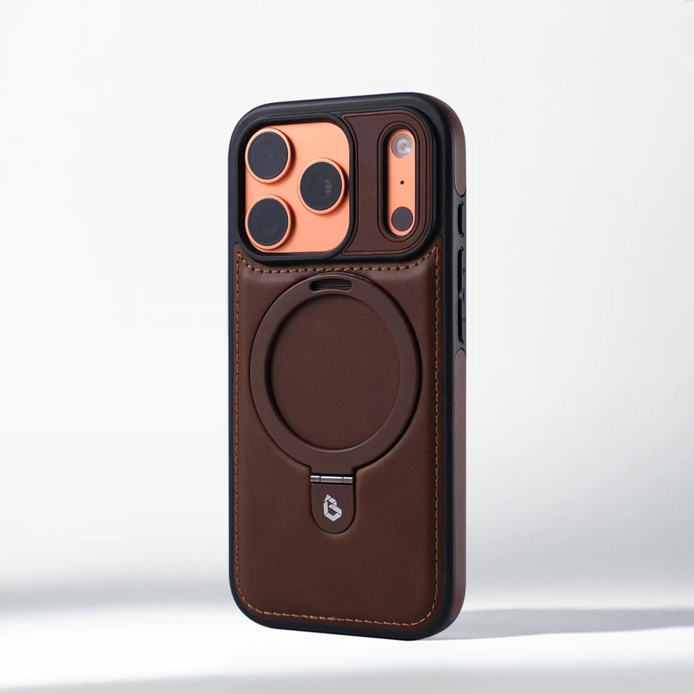 Magnetic Ring Stand PU Leather Shockproof Case For iPhone 18 17 Pro Max 16 15 14 13 12 Plus For Magsafe Wireless Charging Cover