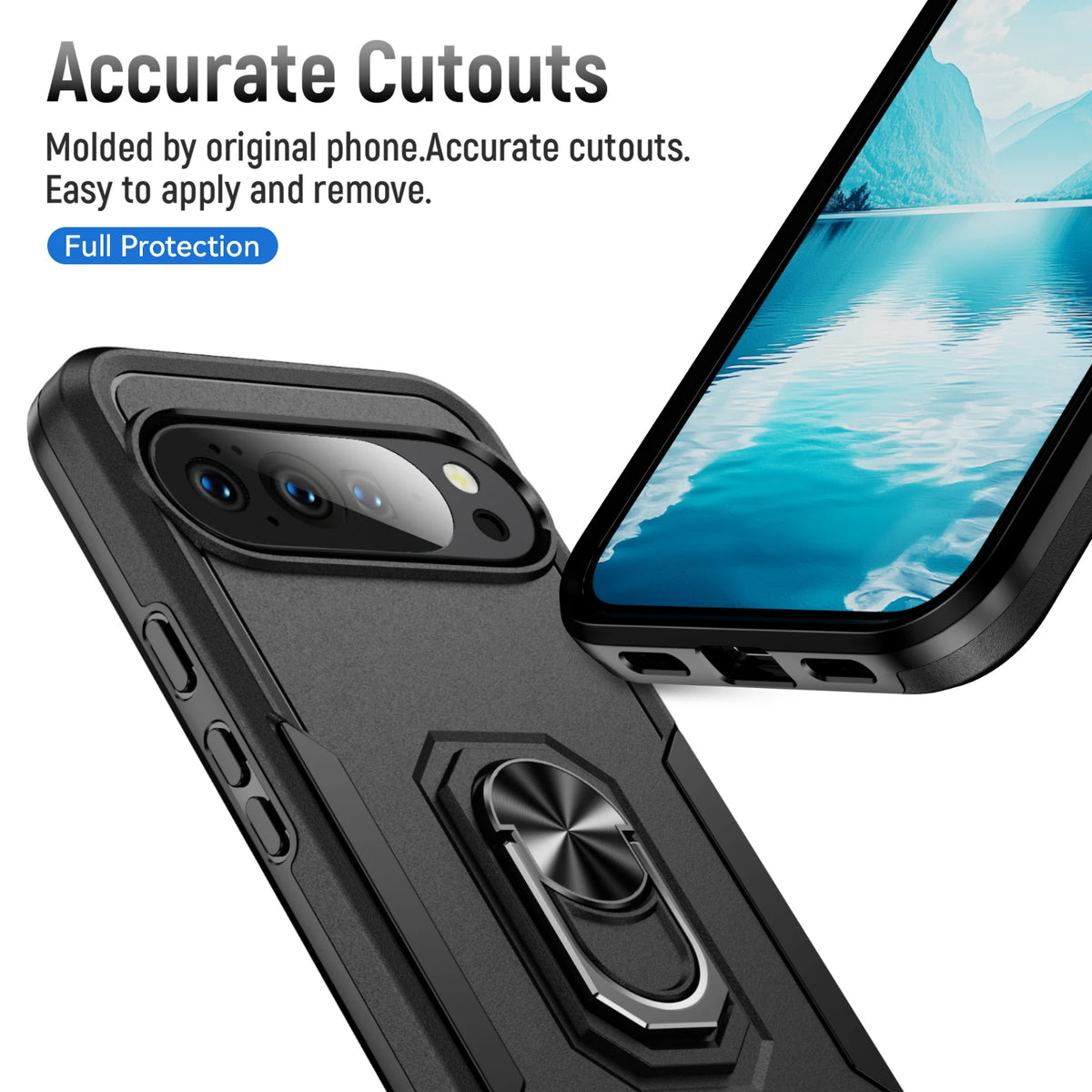 Military Heavy-Duty Magnetic Ring Stand Case For Google Pixel 10 9 8 7 6 A Pro XL Rugged Matte Hybrid Shockproof Defender Cover