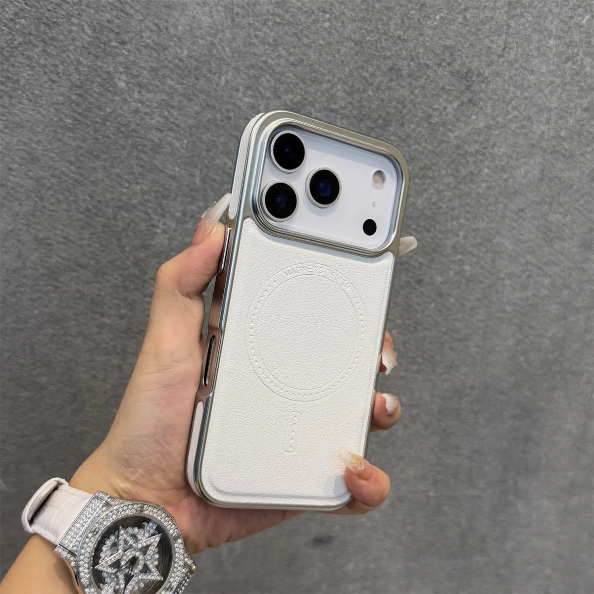 Luxury Leather Magnetic Phone Case for iPhone 17 16 15 Pro Max Plating Frame Original Business Magnets Charging Shockproof Cover