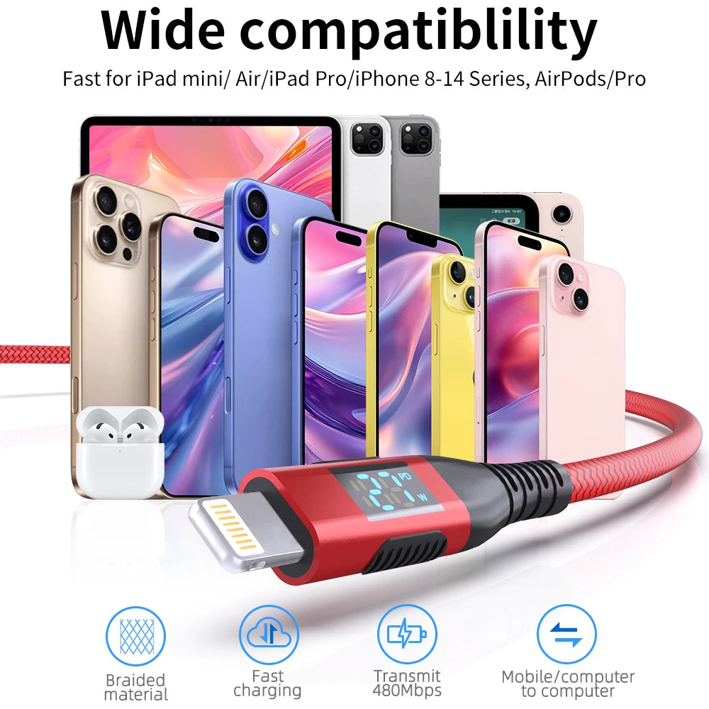 LAIHONEN USB C to Lightning 10 feet about 3 meters stepsynchronizer equipped with LED display MFi Certified for iPhone14 Pro Max