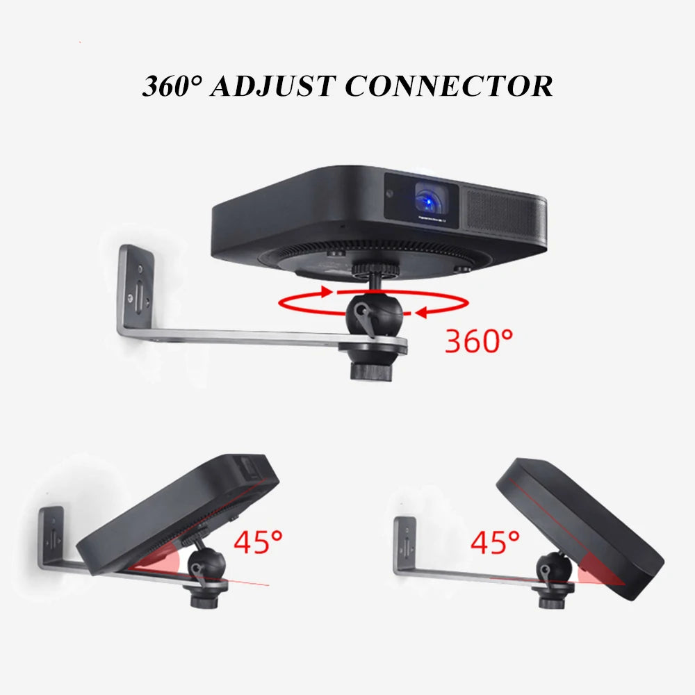 Wall Mount Projector Stand Sturdy Durable Aluminium Alloy Metal Bracket Multi-angle Adjustable Compatible with Most Projectors