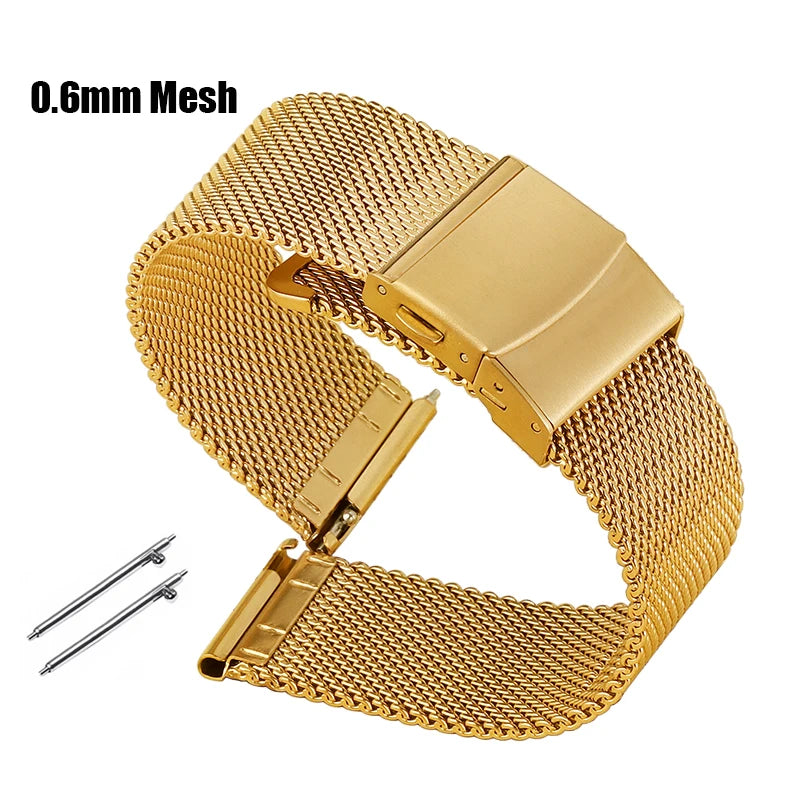 Metal Milanese Strap 1.0mm 0.6mm Mesh Bracelet Stainless Steel Watchband for IWC for Omega 12/14/16/18/20mm 22mm 24mm Wristbands