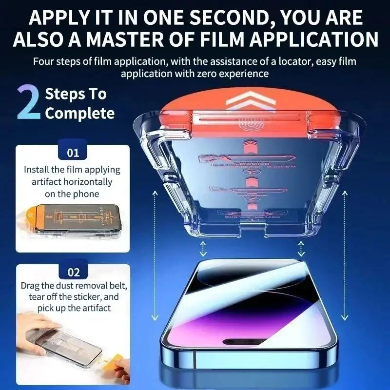 2Pcs Premium Screen Protector for iPhone 17 16 15 14 13 12 11 Pro Max Tempered Glass Full Cover Easy Install Auto-Dust Privacy