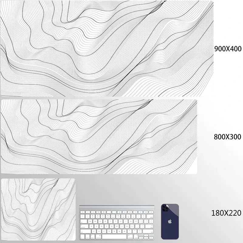 XXL Black Desk Accessories Topographic Mouse Pad Strata Liquid Mousepad Office Accessories Gamer Deskmat XL Gaming Setup Table