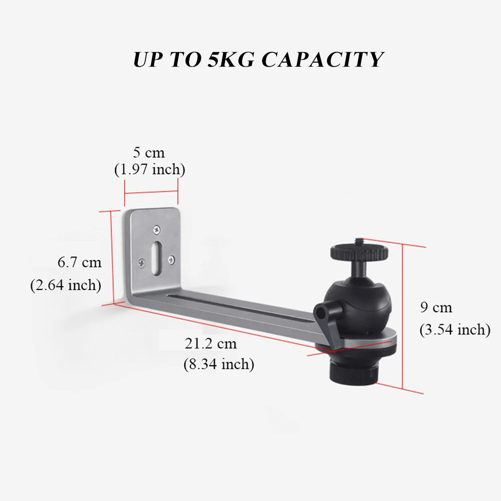 Wall Mount Projector Stand Sturdy Durable Aluminium Alloy Metal Bracket Multi-angle Adjustable Compatible with Most Projectors