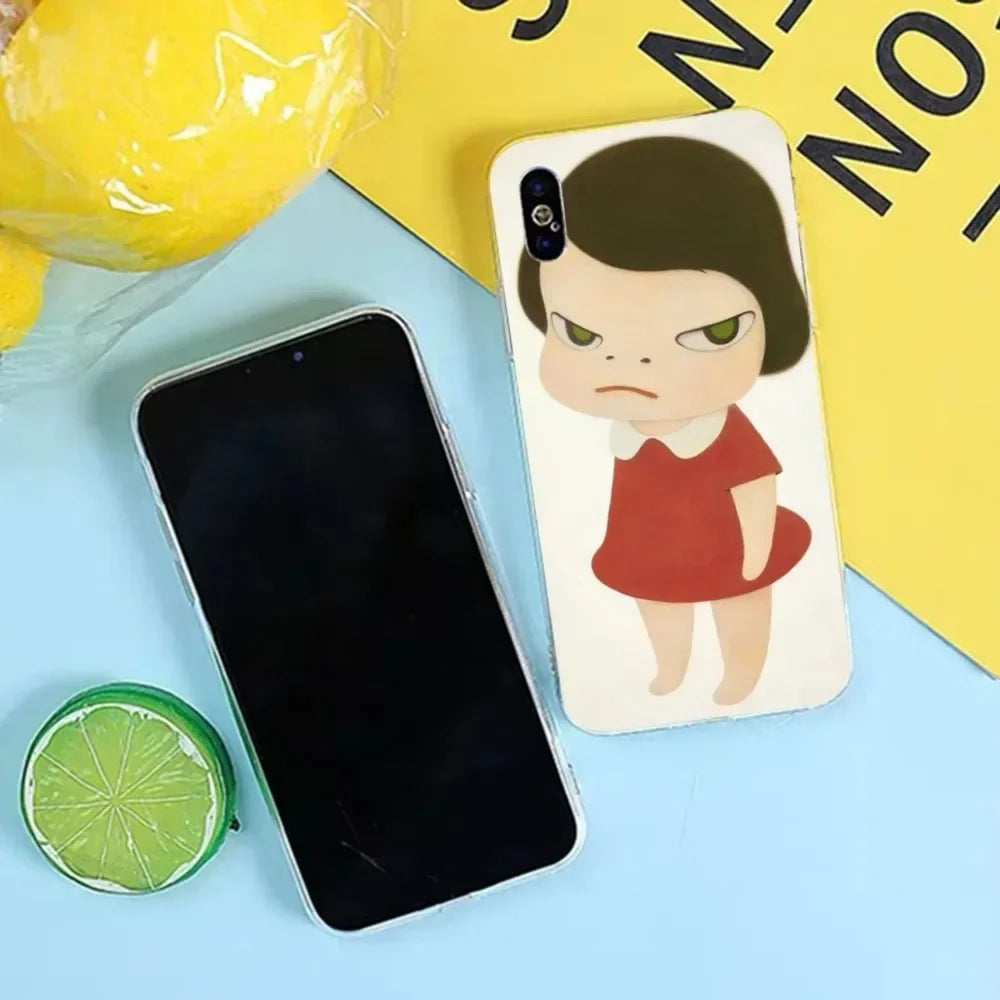 Yoshitomo Nara Phone Case for iPhone 17 16 15 14 13 12 11 Pro Mini MAX Plus XR Silicone Transparent Soft Cover