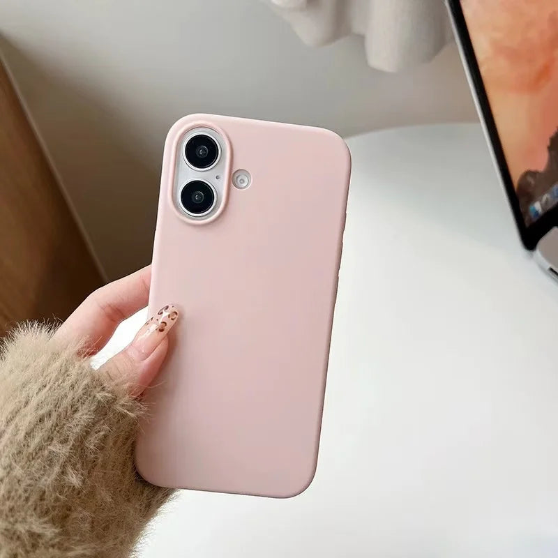 Liquid Silicone Mobile Phone Case for Apple iphone 16 15 14 13 12 11 Pro 13 mini X XR Xs Max Matte Shockproof Cover Cases