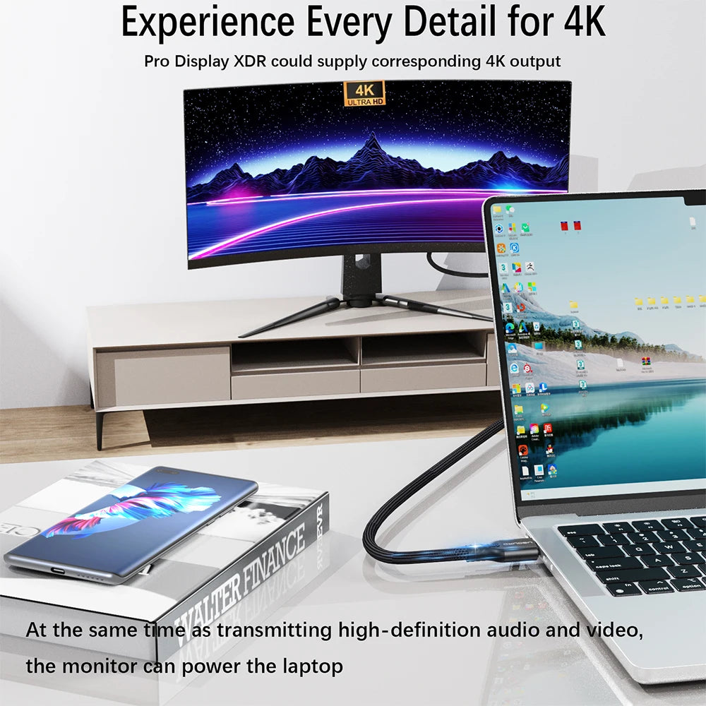 Full Function 20Gbps Type C Cable USB3.2 Gen2 *2 USB C 20G Data Transfer Cord USB 3 240W Fast Charge Cable 4K For Hub 0.2m 3m 5m