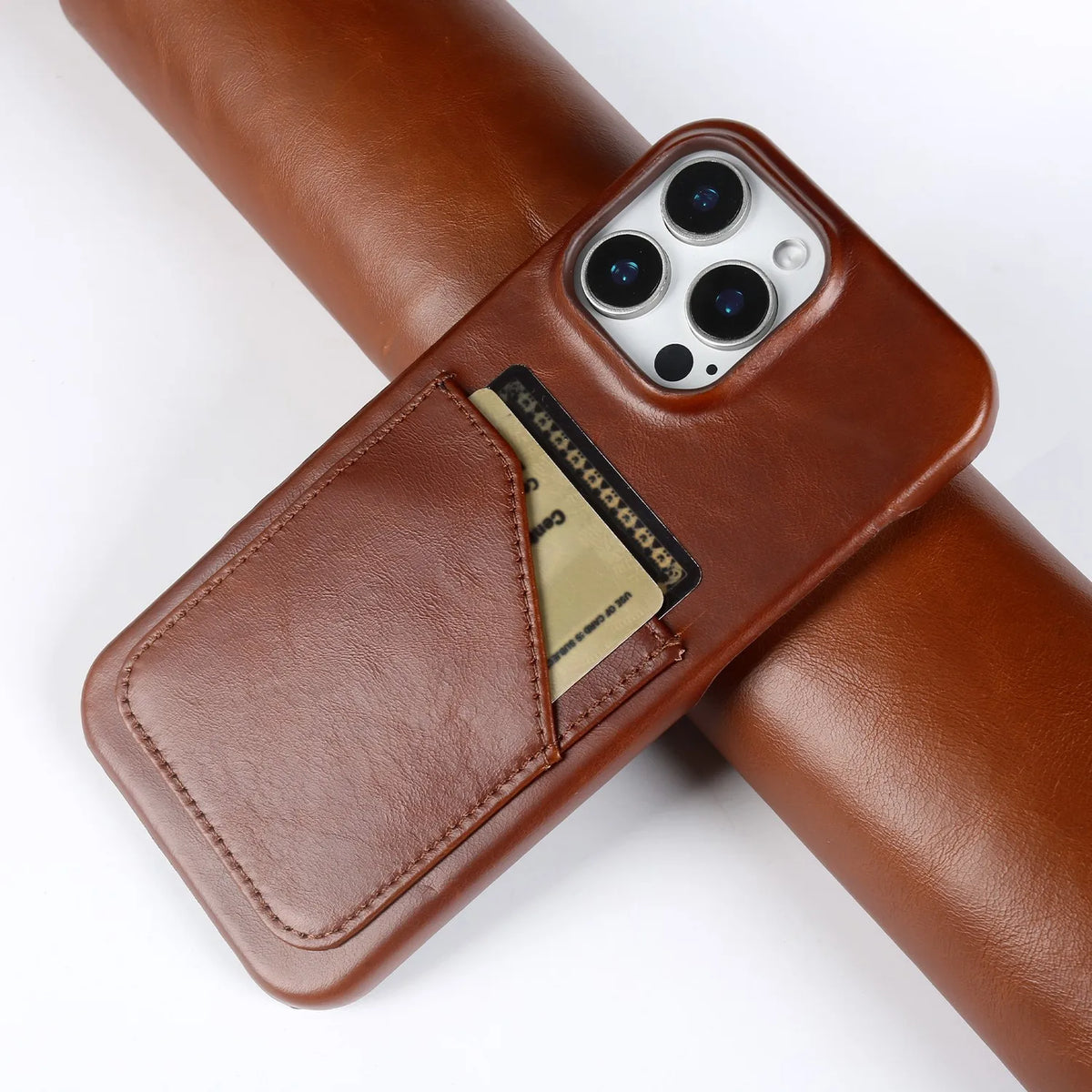 Premium Card Slot Genuine Leather Case for Iphone 18 Pro Max Cases 15 17pro 16pro 12 11 Aesthetic Vintage Phone Back Cover Coque