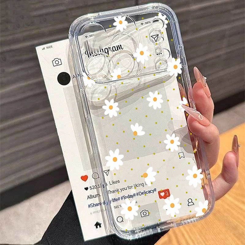 Art Flower Clear Phone Case For iPhone 17 16 15 11 12 14 13 Pro Max Mini X XS XR 7 Plus 17E Shockproof Transparent Cover Fundas