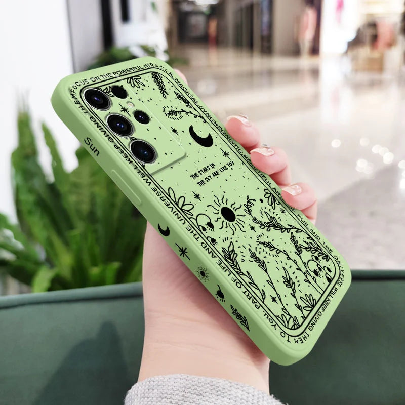 Moon Snowflake Phone Case For Samsung Galaxy S25FE S24 S23 S22 S21 S20 S10 S10E Ultra Plus FE Note 20 Ultra 10 Plus Cover