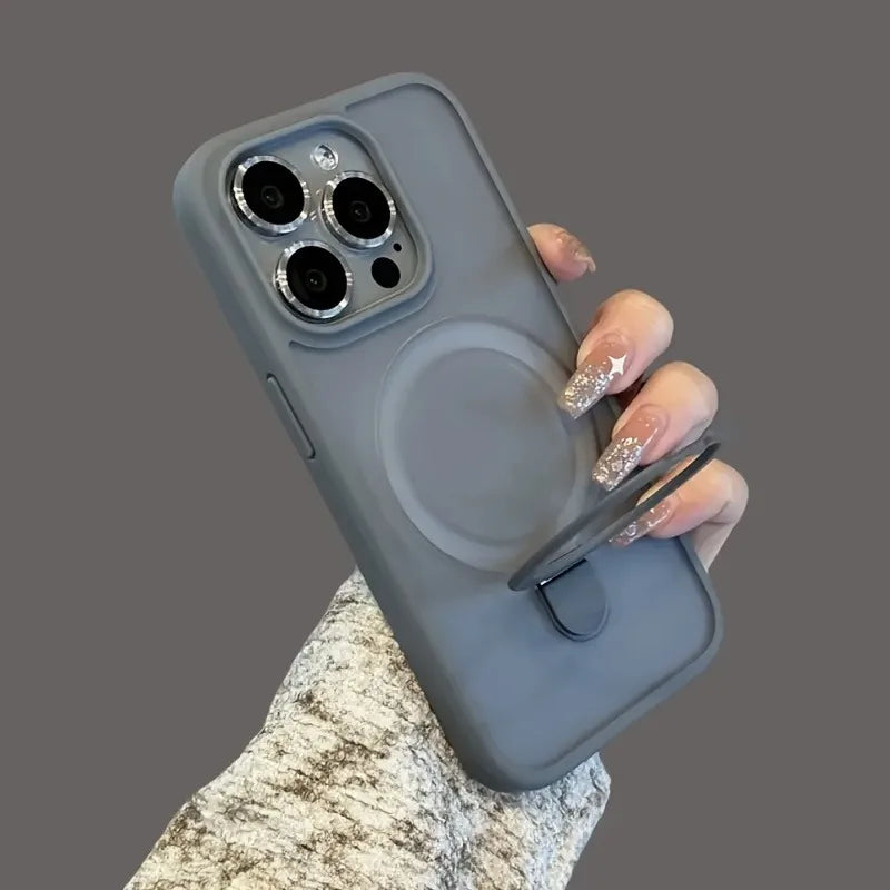 Luxury Magnetic Holder Armor Shockproof Wireless Charging Phone Case for iPhone 18 17 16 15 14 13 12 11 Pro Max Air Cases Cover