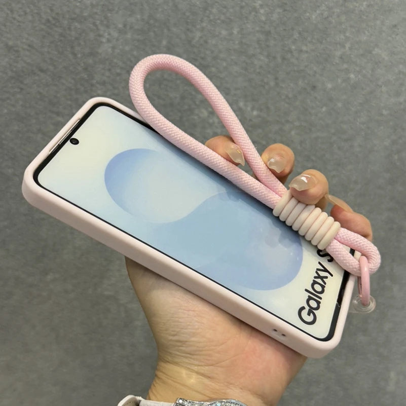 Luxury Matte Magnetic Lanyard Case for Samsung Galaxy S26 S25 Ultra S23 Plus S24 FE Hand Wrist Strap Frosted Shockproof Cover