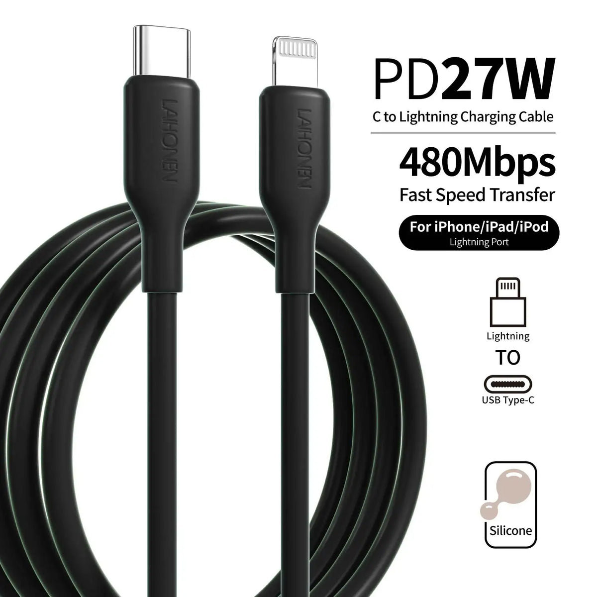 USB C to Lightning Cable for iPhone 14 13 12 11 Pro Max XS Plus 27W Fast Charging Cable Type C to Lightning for iPad MacBook