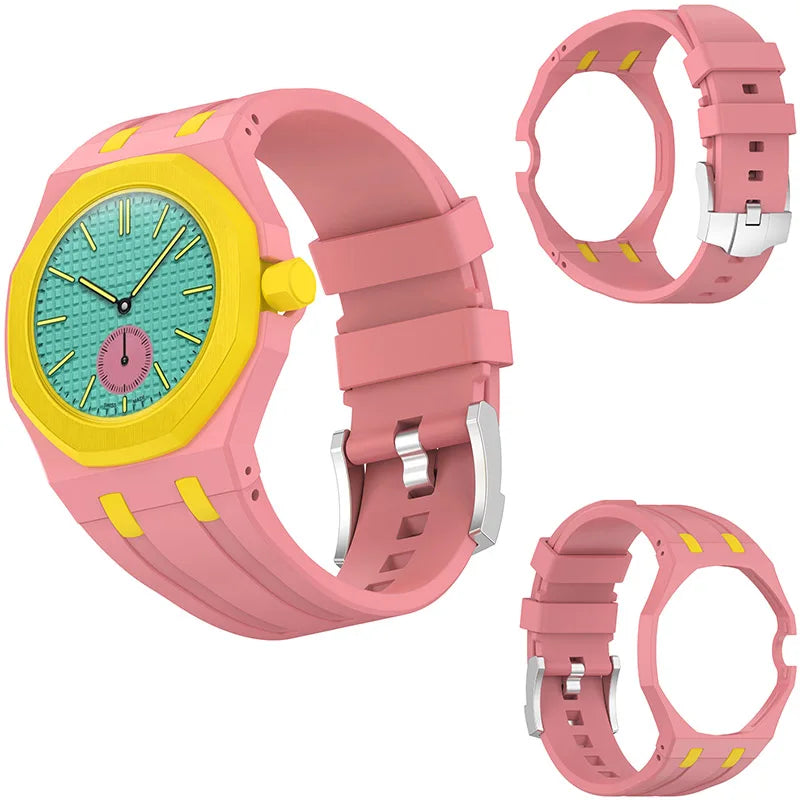 PC Case+Silicone Strap for Swatch X AP Royal Pop Pocket Watch Changer To Wristwatch Integrated Modification Accessories Bracelet