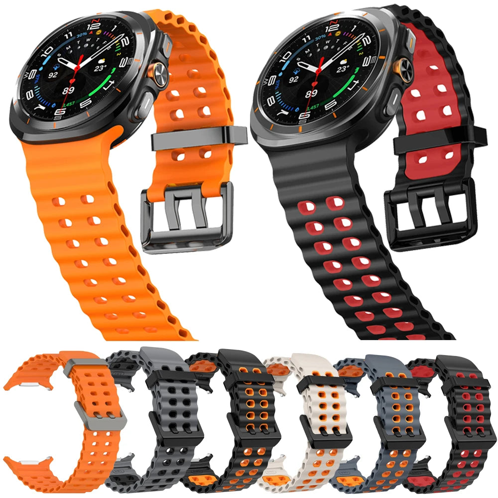 Ocean Strap for Samsung Galaxy Watch Ultra 2 Sports Silicone Band for Galaxy Watch 9-8-7 Ultra 47mm Official Original Wristband