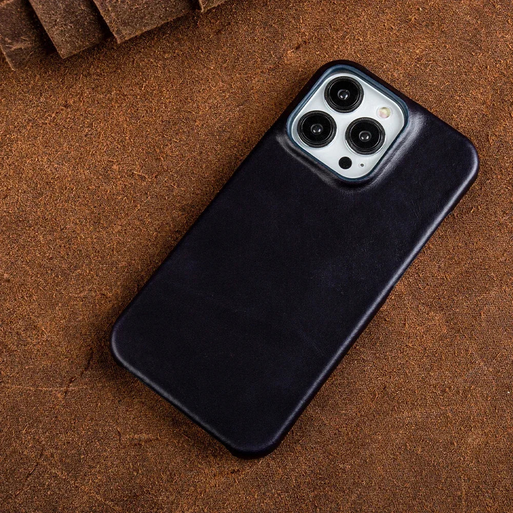Oil Wax Luxury Genuine Leather Cover Case for Iphone 14 13 12 18 Pro Max 16 Case for Iphon Aesthetic Vintage Retro with 8 Colour