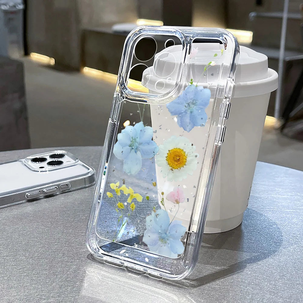 Fashion Flower Daisy Luxury For Samsung Galaxy S21 S25 S24 Ultra S22 FE S23 Plus A55 A56 5G A16 A35 Transparent Soft Clear Funda