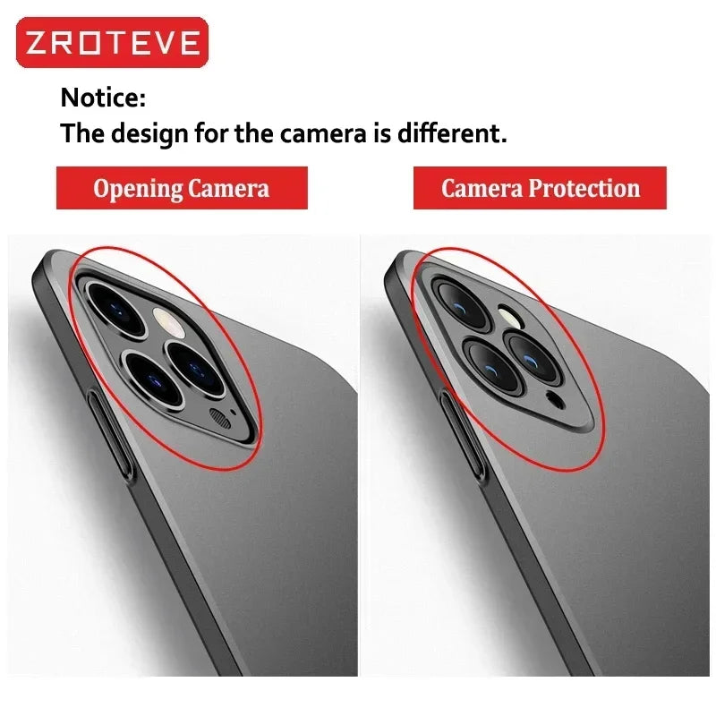 For iPhone 16 15 14 13 12 Pro Max Case ZROTEVE Luxury Slim Matte Hard PC Cover For iPhone16 iPhone14 iPhone15 Plus Phone Cases