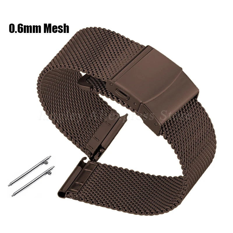 Metal Milanese Strap 1.0mm 0.6mm Mesh Bracelet Stainless Steel Watchband for IWC for Omega 12/14/16/18/20mm 22mm 24mm Wristbands