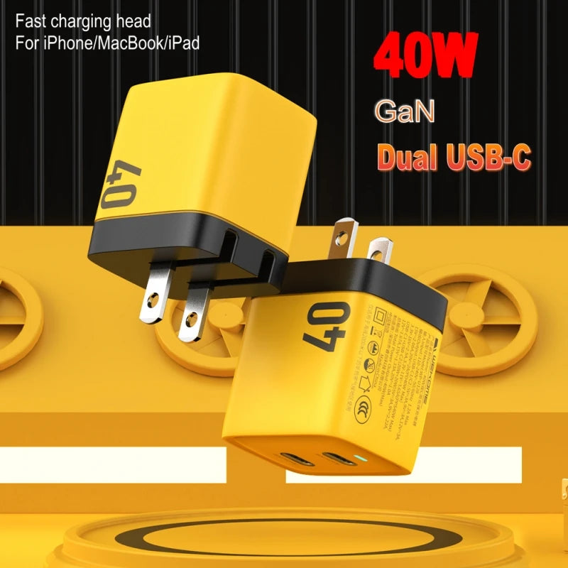 WEKOME USB Type C Charger 40W GaN Portable 20W USB C Chargers Support Type C PD Quick Charging For iPhone 15 14 13 12 Pro Max 11