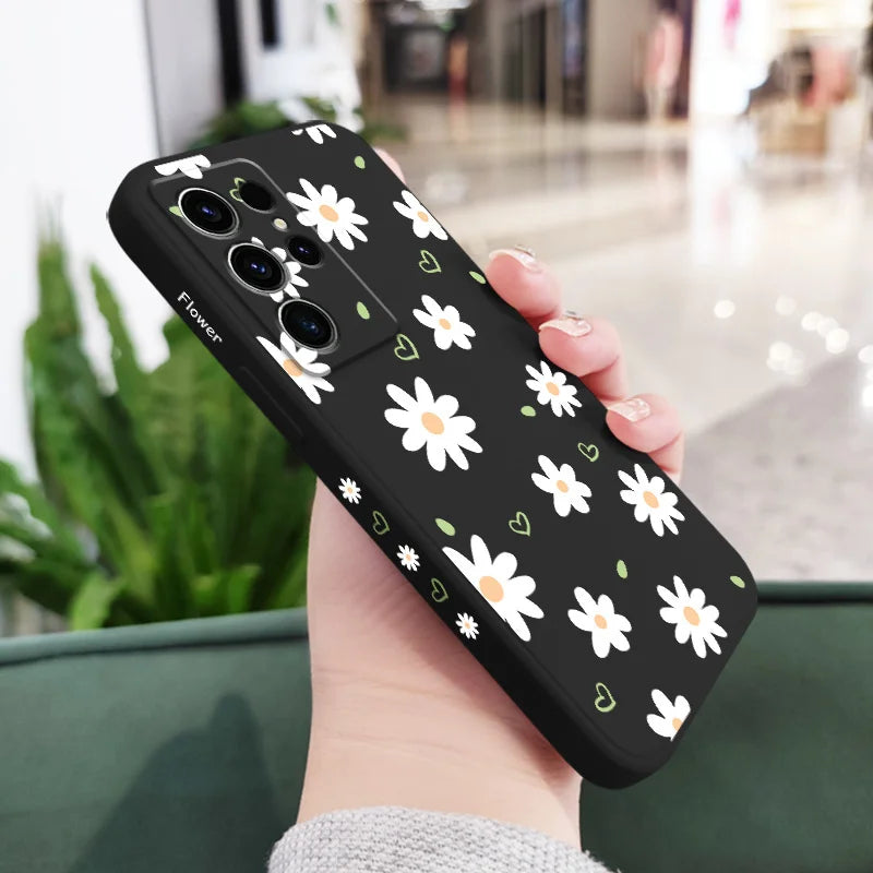 Tender Daisy Phone Case For Samsung Galaxy S25 S24 S23 S22 S21 S20 S10 S10E Ultra Plus FE Note 20 Ultra Plus Cover