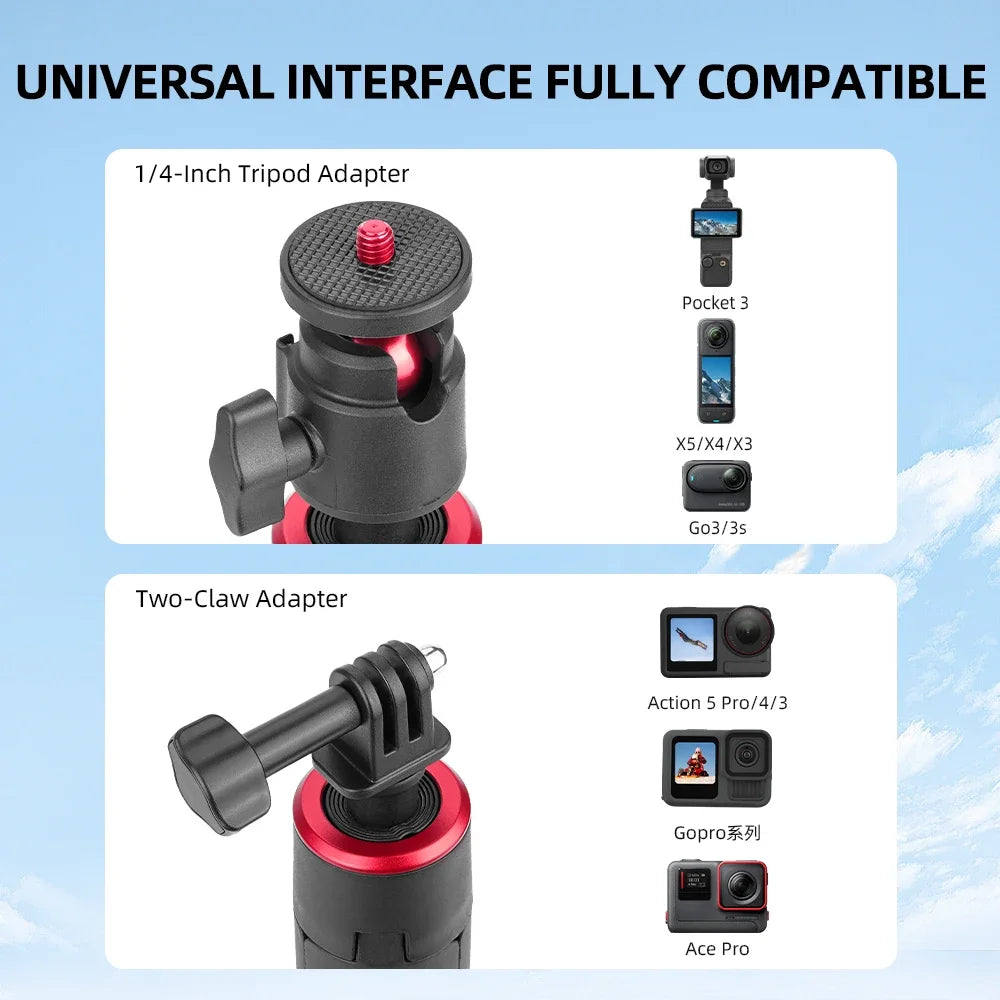 Flymile Pocket 4 Tripod Selfie Stick Extendable Long Hand Grip for DJI Pocket 3/Action 6/Insta360 X5 X4/Gopro 13 Accessories