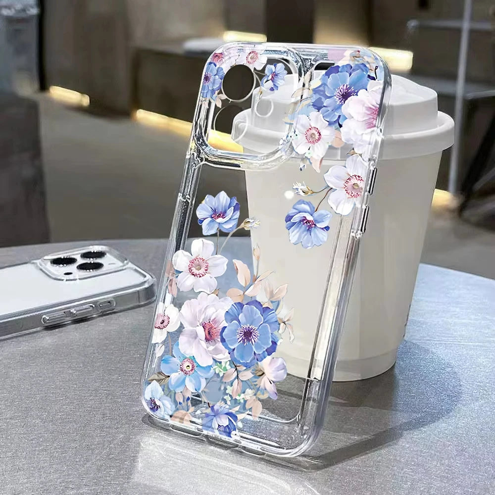 Lotus Flower Transparent Phone Case For iPhone 17 13 16 Pro 18 15 11 12 14 Pro Max 7 8 Plus Air 16e XR SE Shockproof Cover Coque