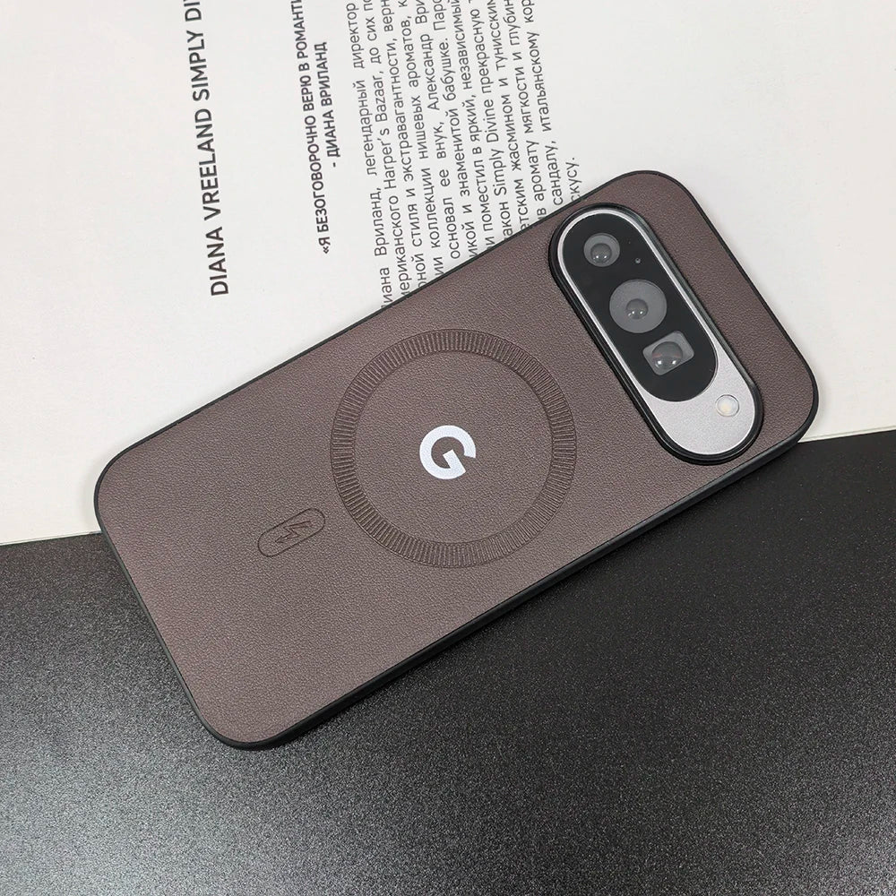 Solid Color Soft Leather for Magsafe Case for Google Pixel 10A 10 9 8 Pro XL 9A 8A Magnetic Wireless Charging Lens Protect Cover