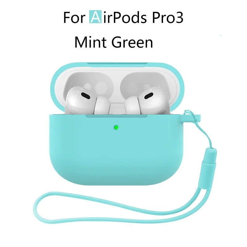 for AirPods Pro 3 2025 New Case Full Protective Soft Silicone Shockproof Case with Keychain for AirPods Pro 3 Case for Men Women