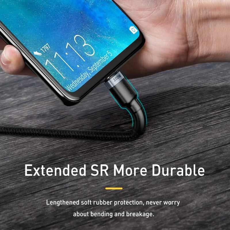 Baseus USB Type C To USB C Cable For iPhone 18 17 100W/5A PD Fast Charging Charger Cord For Macbook Xiaomi Samsung Type-C Cable