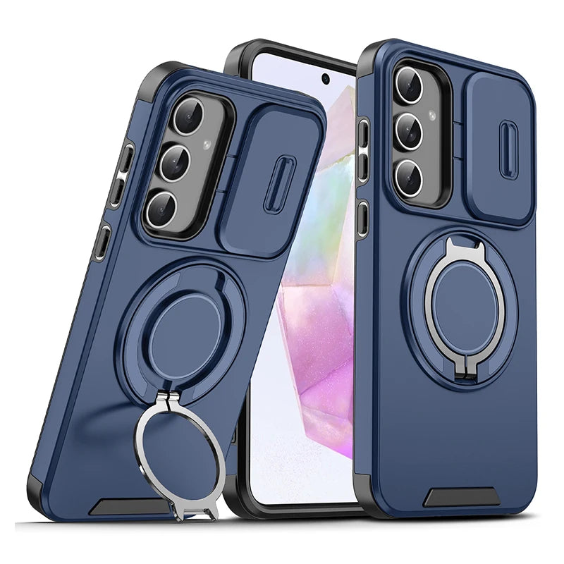 Case For Samsung Galaxy S26 S25 S24 S23 S22 S21 Ultra Plus S25 Edge S25FE S24FE Slide Camera Protect Magnetic holder Armor Cover